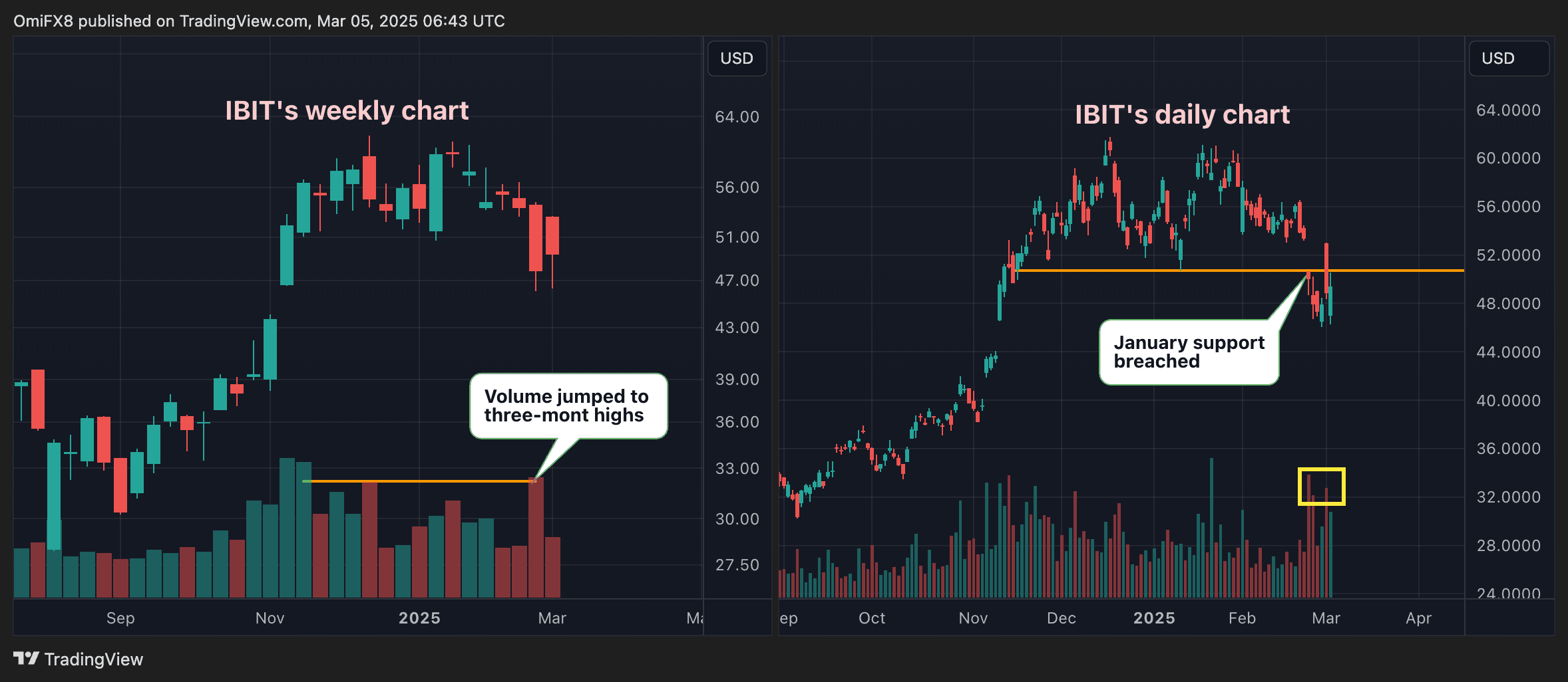 Decline in BlackRock's Spot Bitcoin ETF Prices